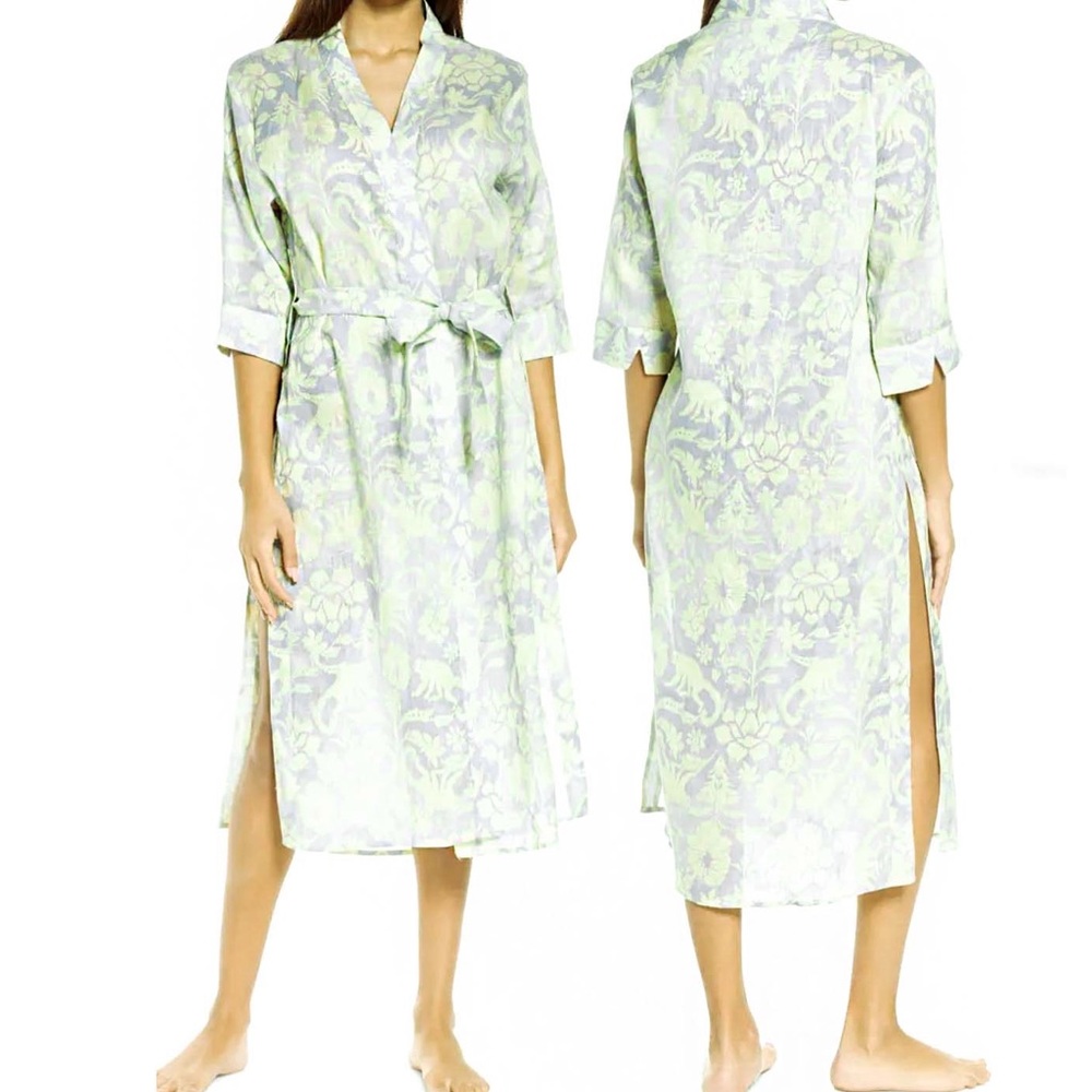 THE LAZY POET Sophie Floral Print Linen Robe New